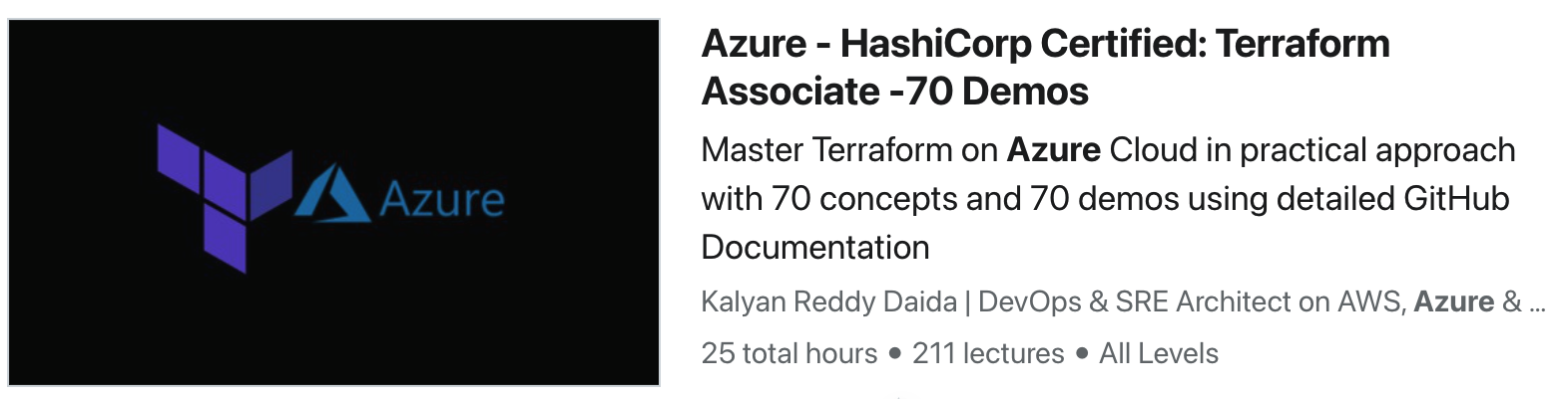 Azure - HashiCorp Certified: Terraform Associate - 70 Demos